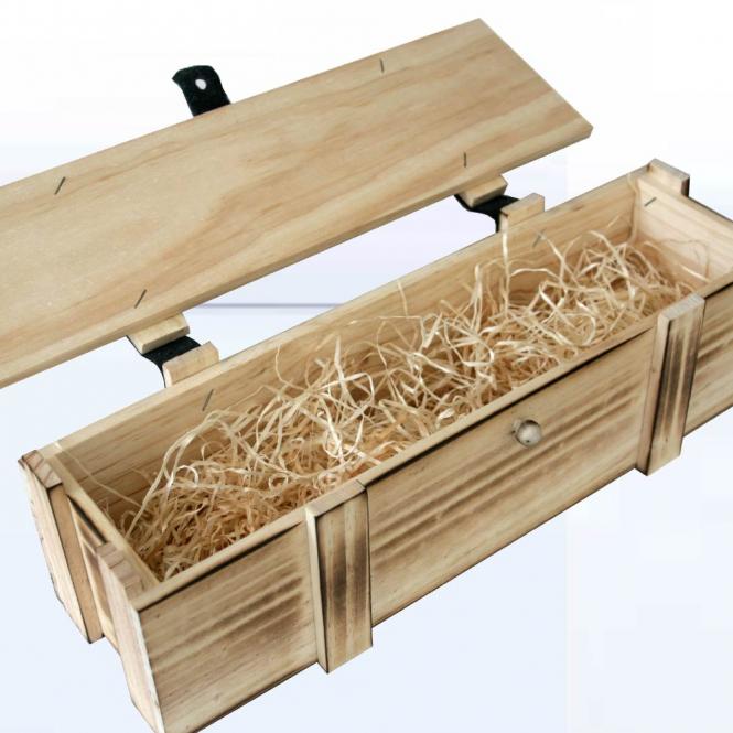 Holzkiste / Holzbox 1er geflammt mit Gravur deines Logos / Designs
