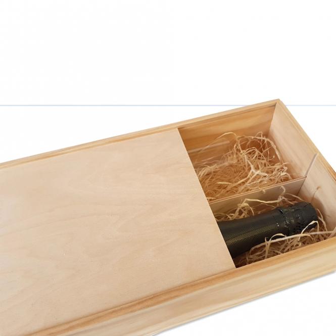 Holzkiste 2er mit Schiebedeckel und Gravur deines Logos / Designs