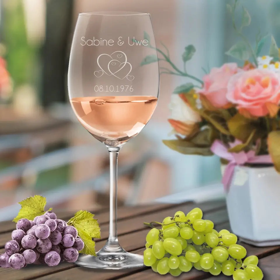 Weinglas von Leonardo zur Hochzeit graviert – Eve Agsten