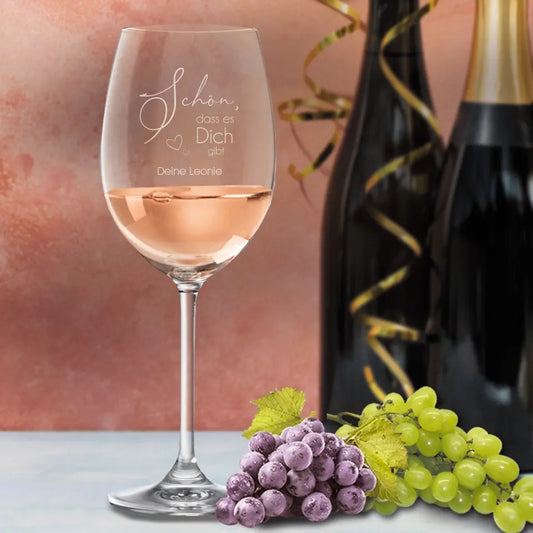 Edles Weinglas mit Gravur von Leonardo als Geschenk für Freunde & Familie - Geschenk zum Muttertag