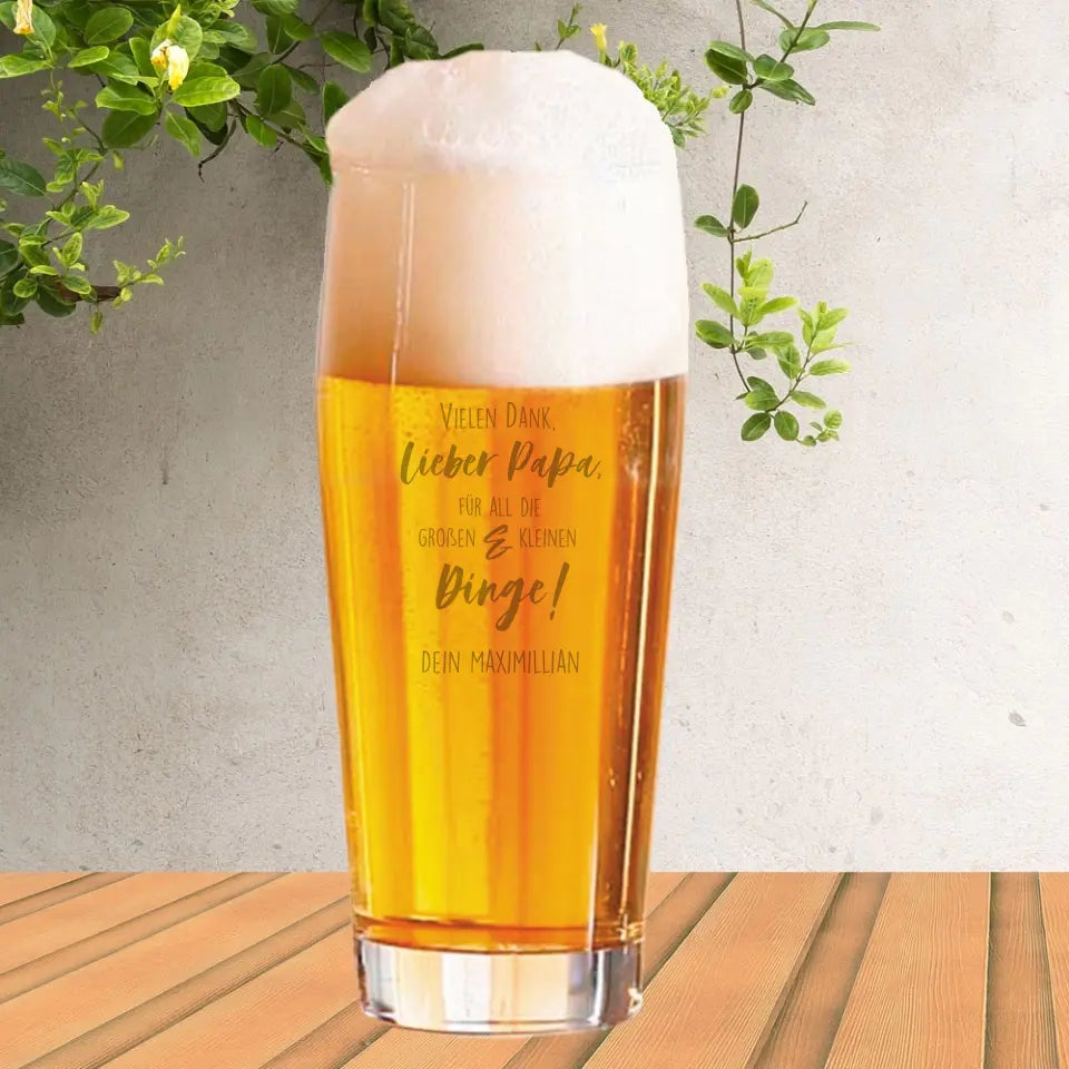 Gravierter Bierbecher / Bierglas als Geschenk zum Vatertag