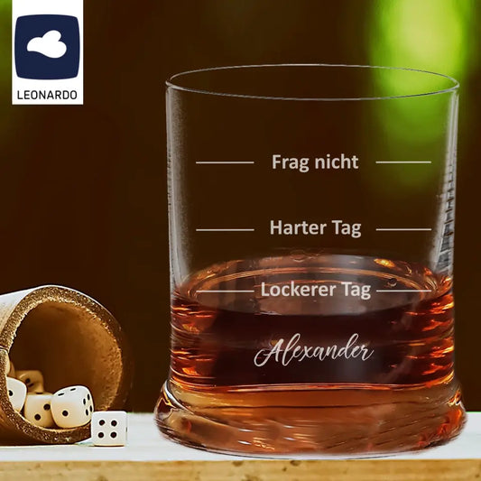 Whiskyglas / Whiskybecher von Leonardo "Harter Tag" mit deinem Namen graviert
