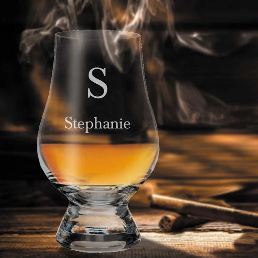 Whisky Glas Glencairn mit deinem Namen und Initial graviert