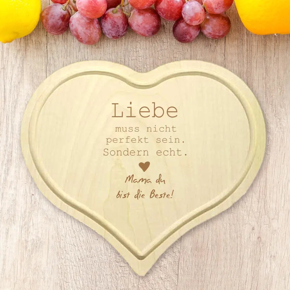 Herzbrettchen / Frühstücksbrett aus Holz mit deinem Wunschtext graviert