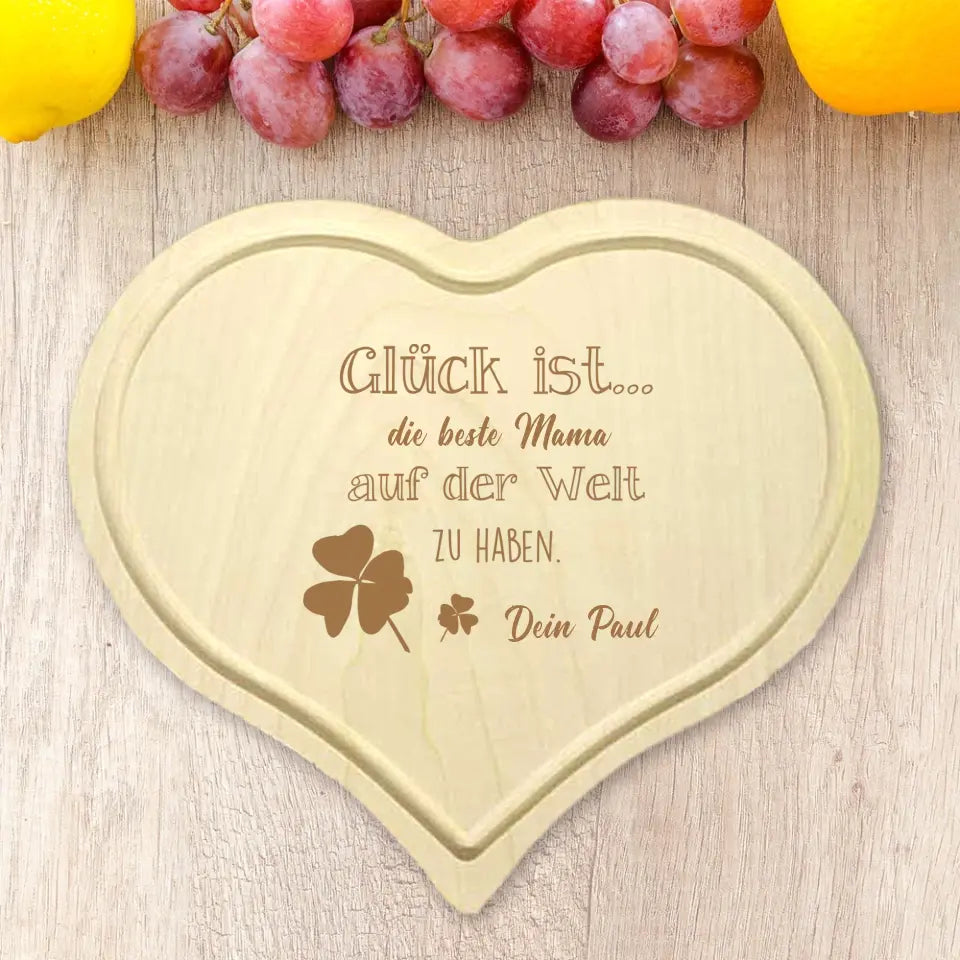 Personalisiertes "Glück ist" Frühstücksbrettchen mit Namen & Text graviert