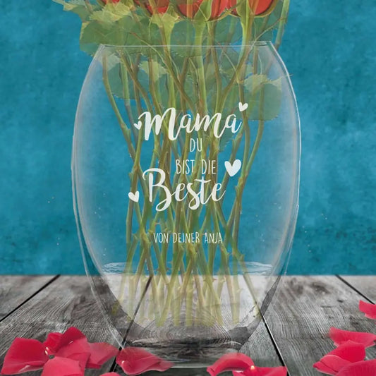 Vase mit persönlicher Botschaft zum Muttertag graviert