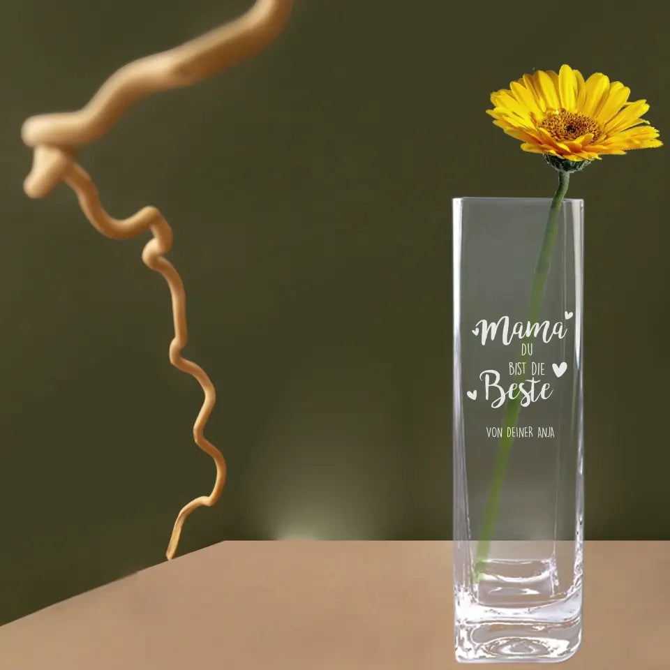Individuell gravierte Leonardo Vase mit deinem Wunschtext - Geschenk zum Muttertag