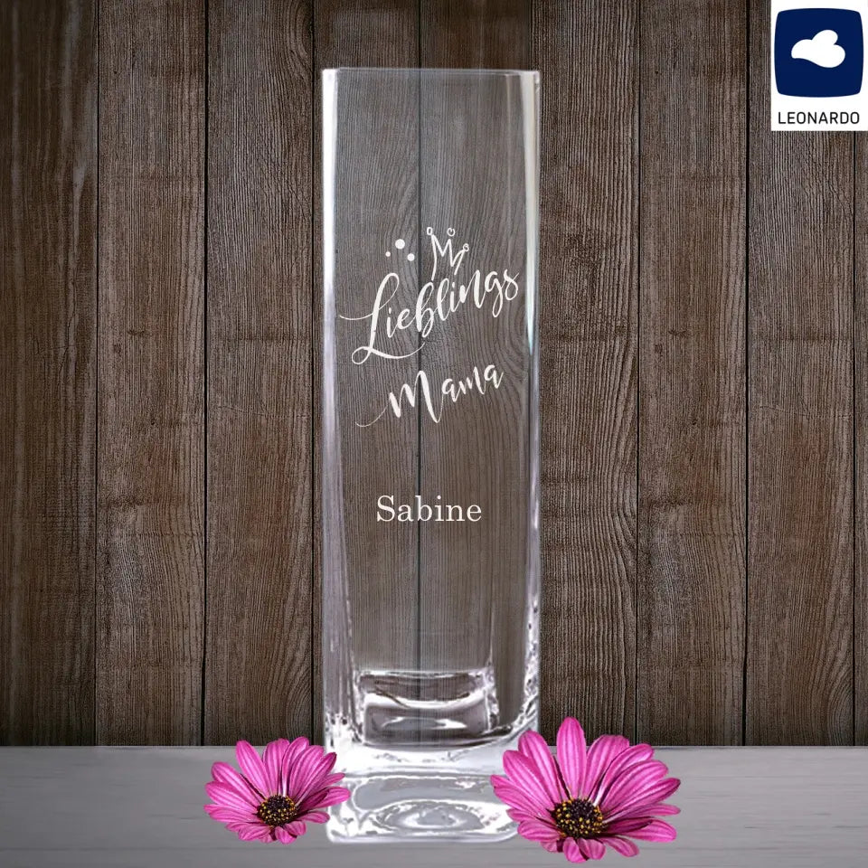 Leonardo Vase mit "Lieblings" Motiv und deinem Namen graviert - Geschenk zum Muttertag