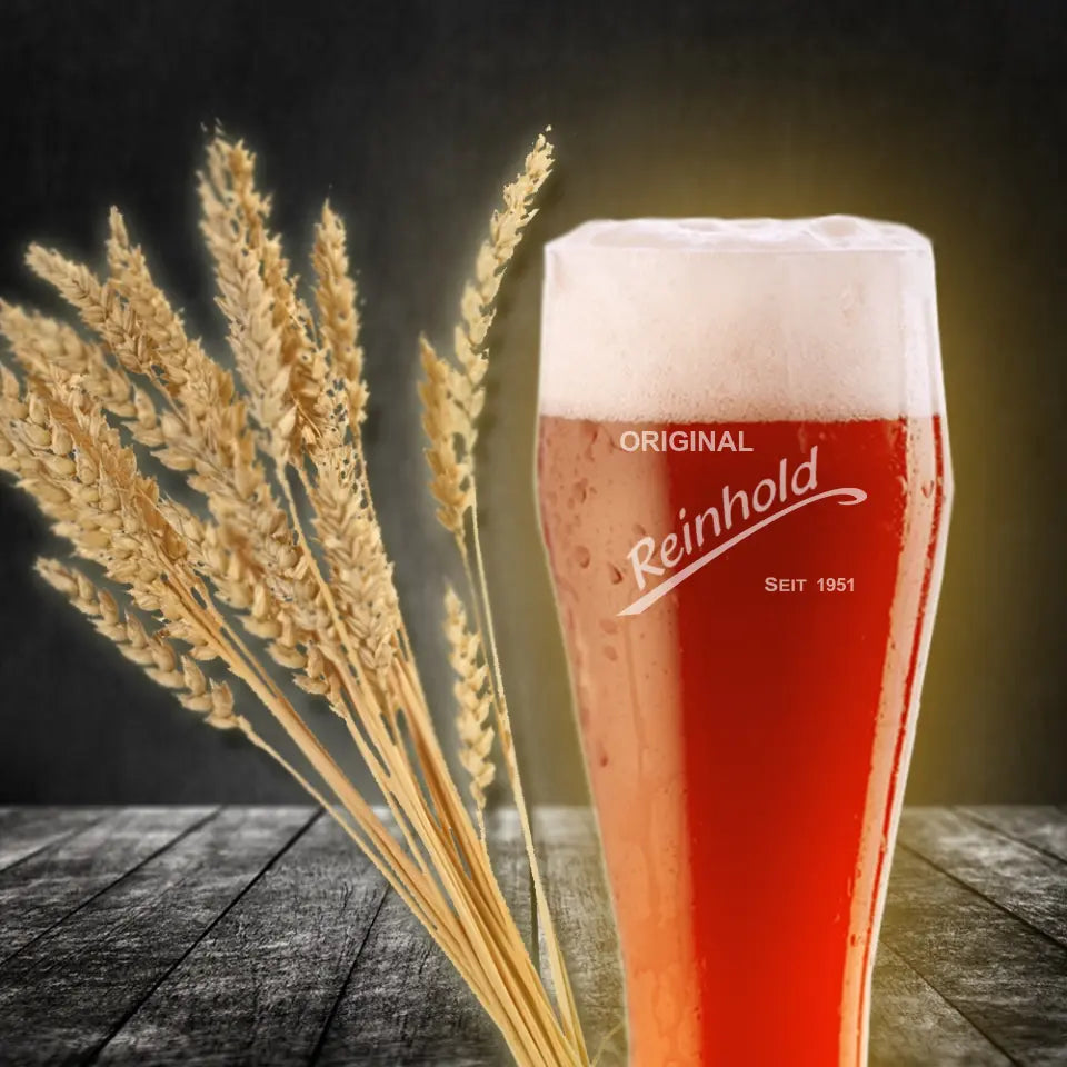 Weizenbierglas / Weißbierglas mit deinem Namen und Jahr graviert