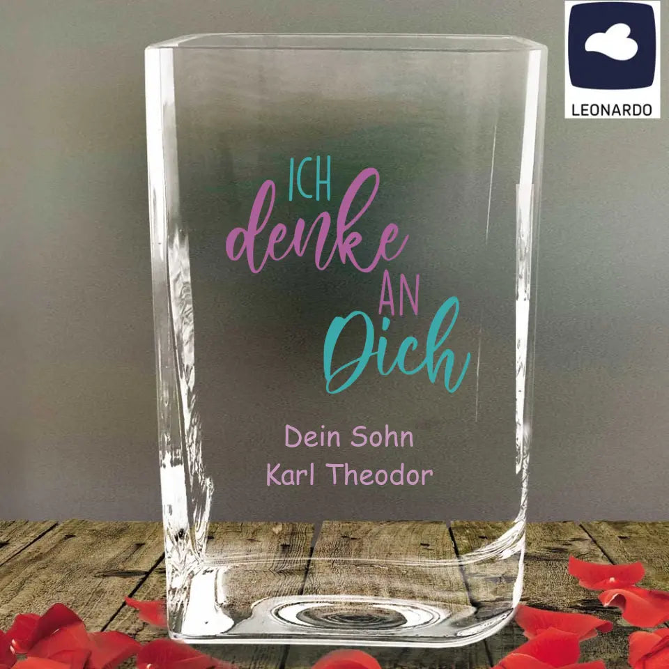 Leonardo Blumenvase bedruckt Ich denke an Dich... individuelles Geschenk