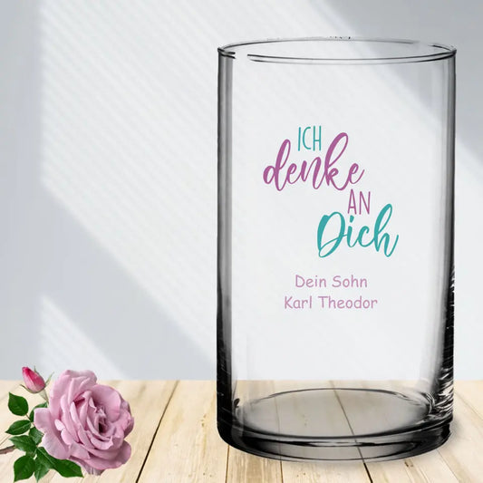 Runde Vase individuell bedruckt mit deinem Wunschtext