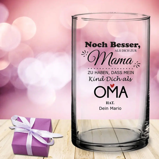 Runde bedruckte Vase mit deinem persönlichen Text zum Muttertag