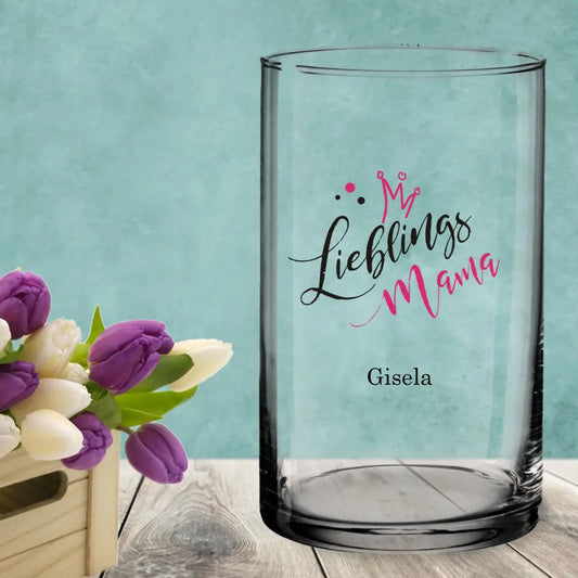 Elegante Vase mit deinem Wunschnamen bedruckt - als Geschenk zum Muttertag