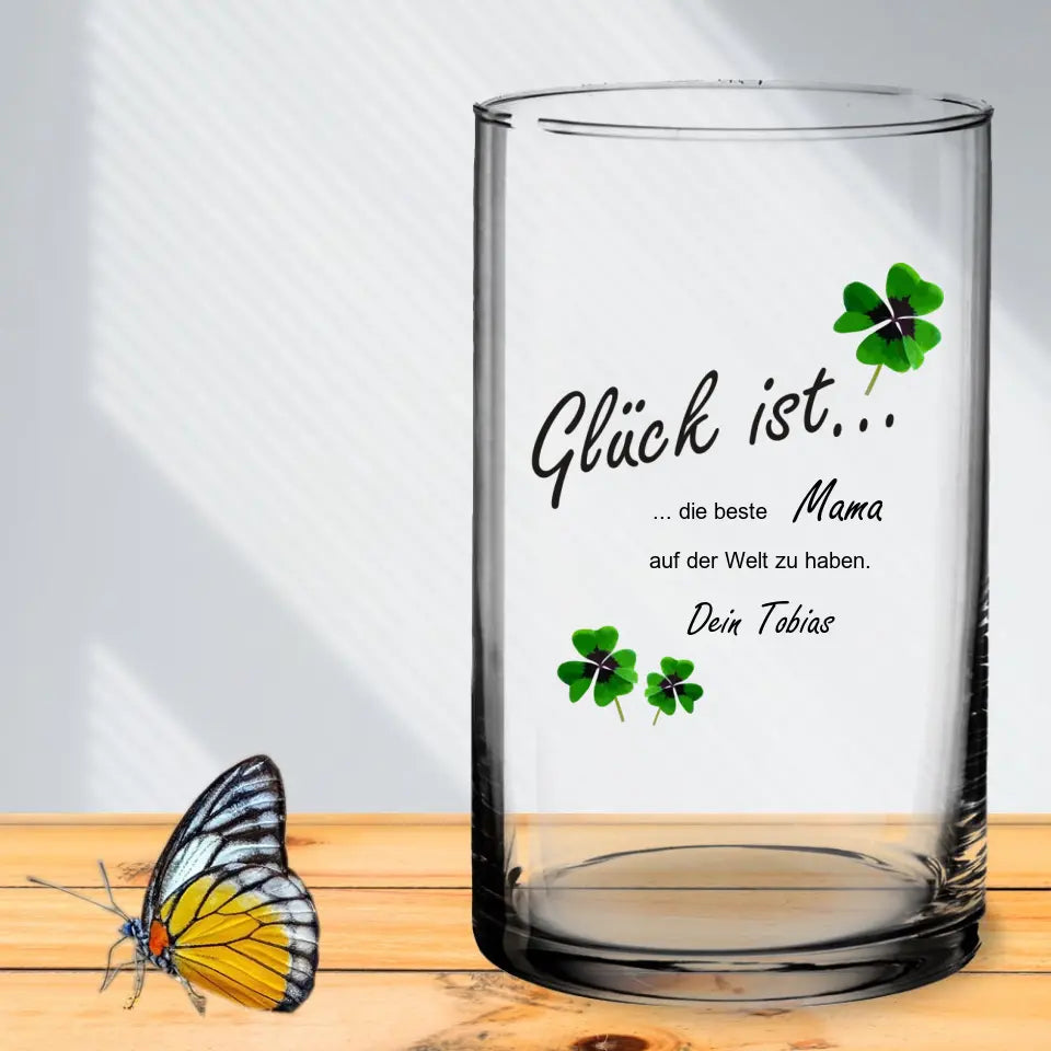 Runde Vase individuell bedruckt als Geschenkidee zum Muttertag
