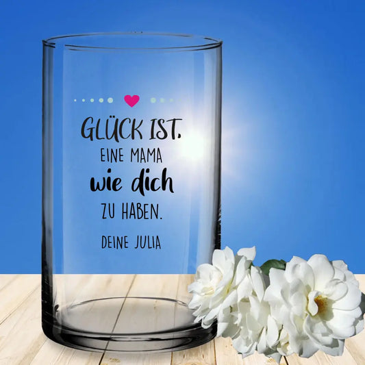 Runde Vase individuell bedruckt mit deinem Wunschtext - Geschenk zum Muttertag