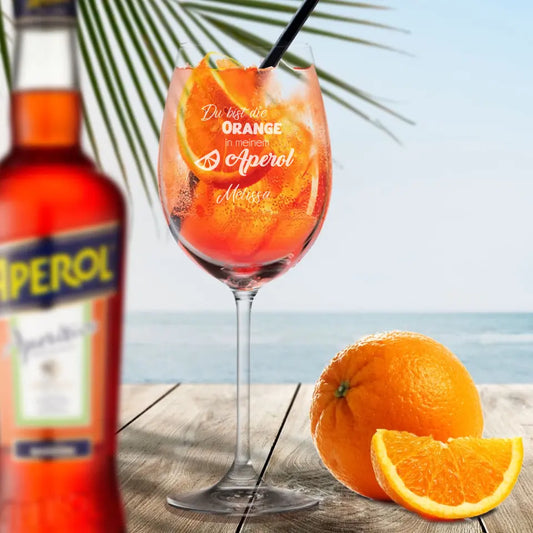 Aperol Glas "Du bist die Orange in meinem Aperol" mit deinem Namen graviert