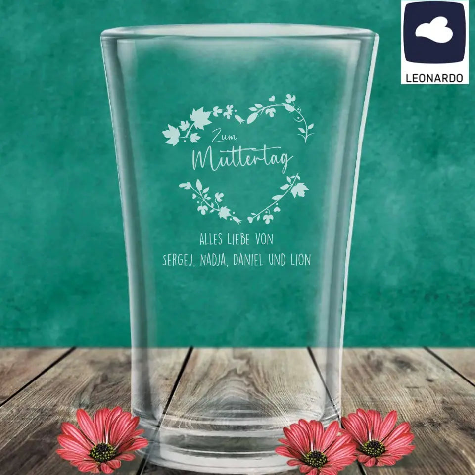 Vase mit Gravur zum Muttertag von Leonardo