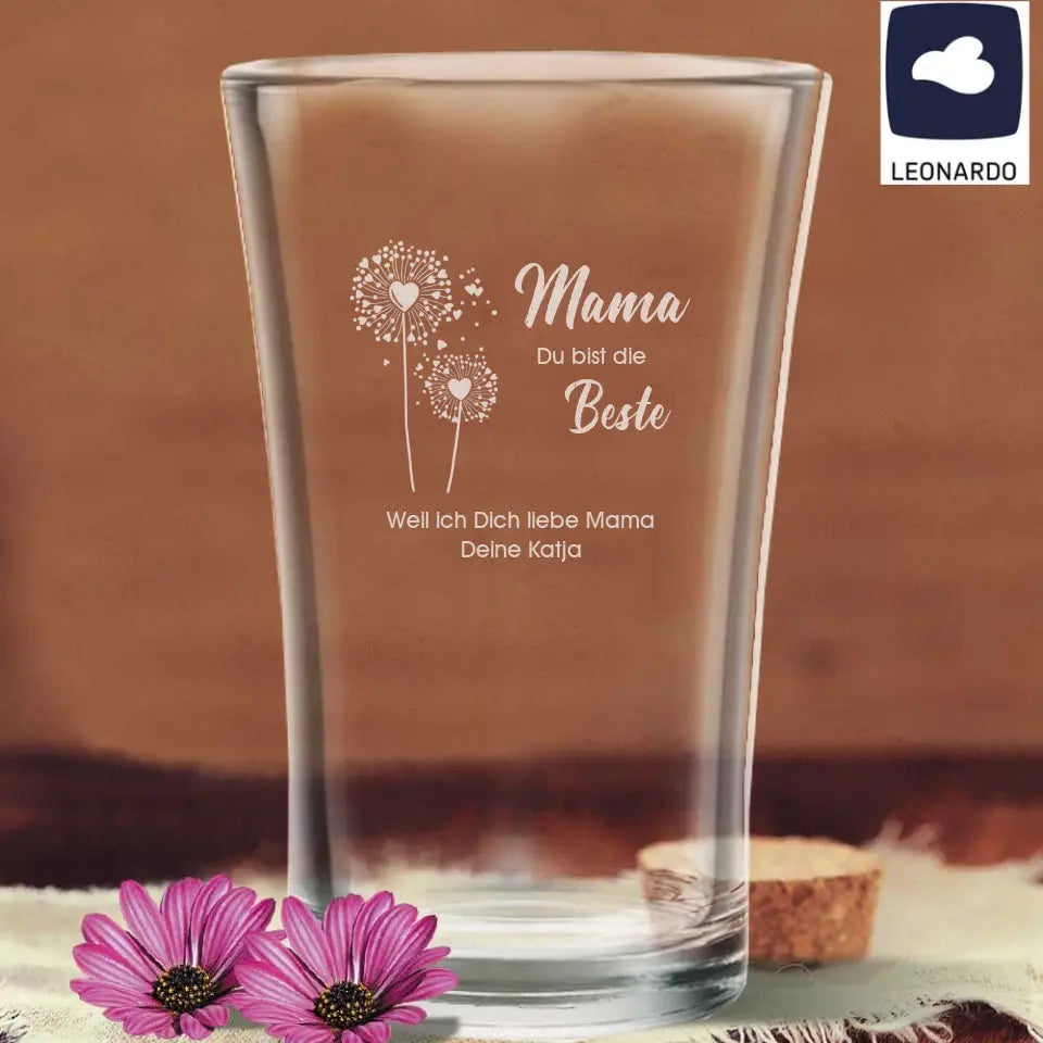 Moderne Vase Leonardo mit persönlicher Namensgravur - Geschenk zum Muttertag