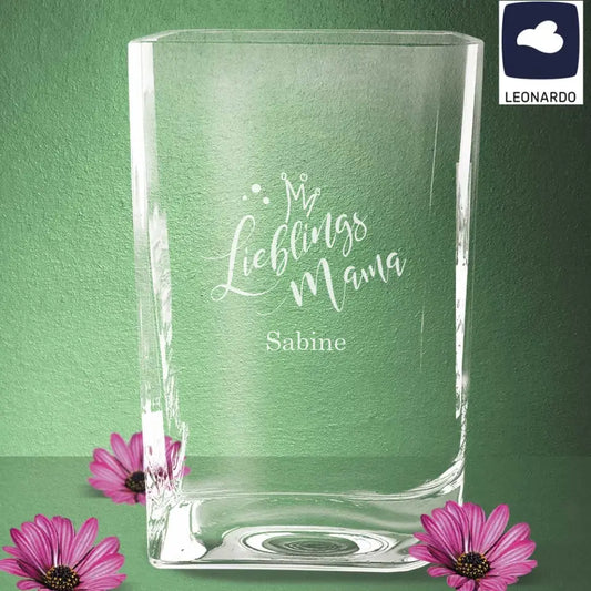 Schöne Leonardo Vase zum Muttertag mit Wunschmotiv graviert - Geschenk zum Muttertag