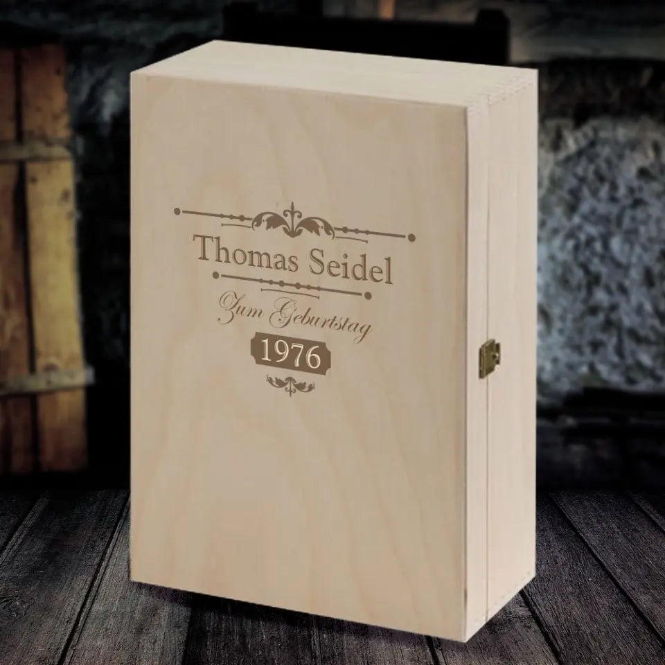 Whisky Geschenk mit Whiskykaraffe, Gläser und Holzkiste graviert