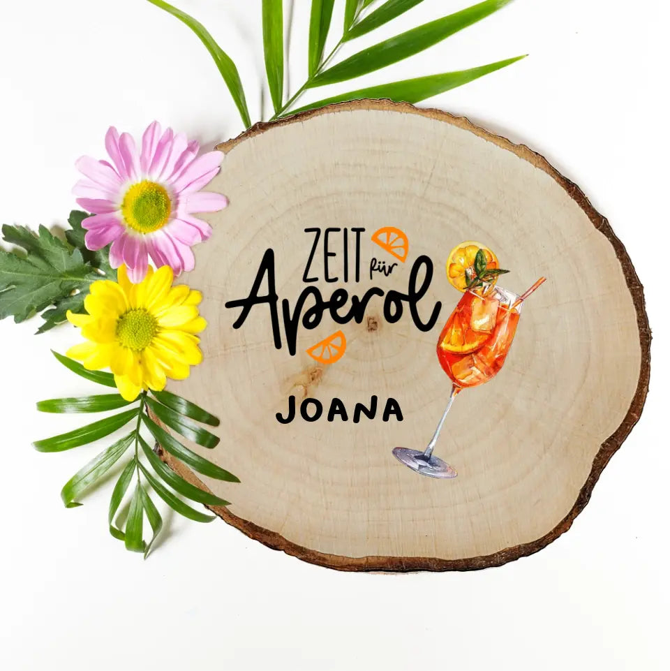 Aperol Geschenk - Untersetzer Holz mit Wunschname bedruckt