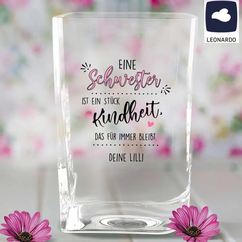 Individuelle Leonardo Blumenvase als Geschenk für deine Schwester bedruckt