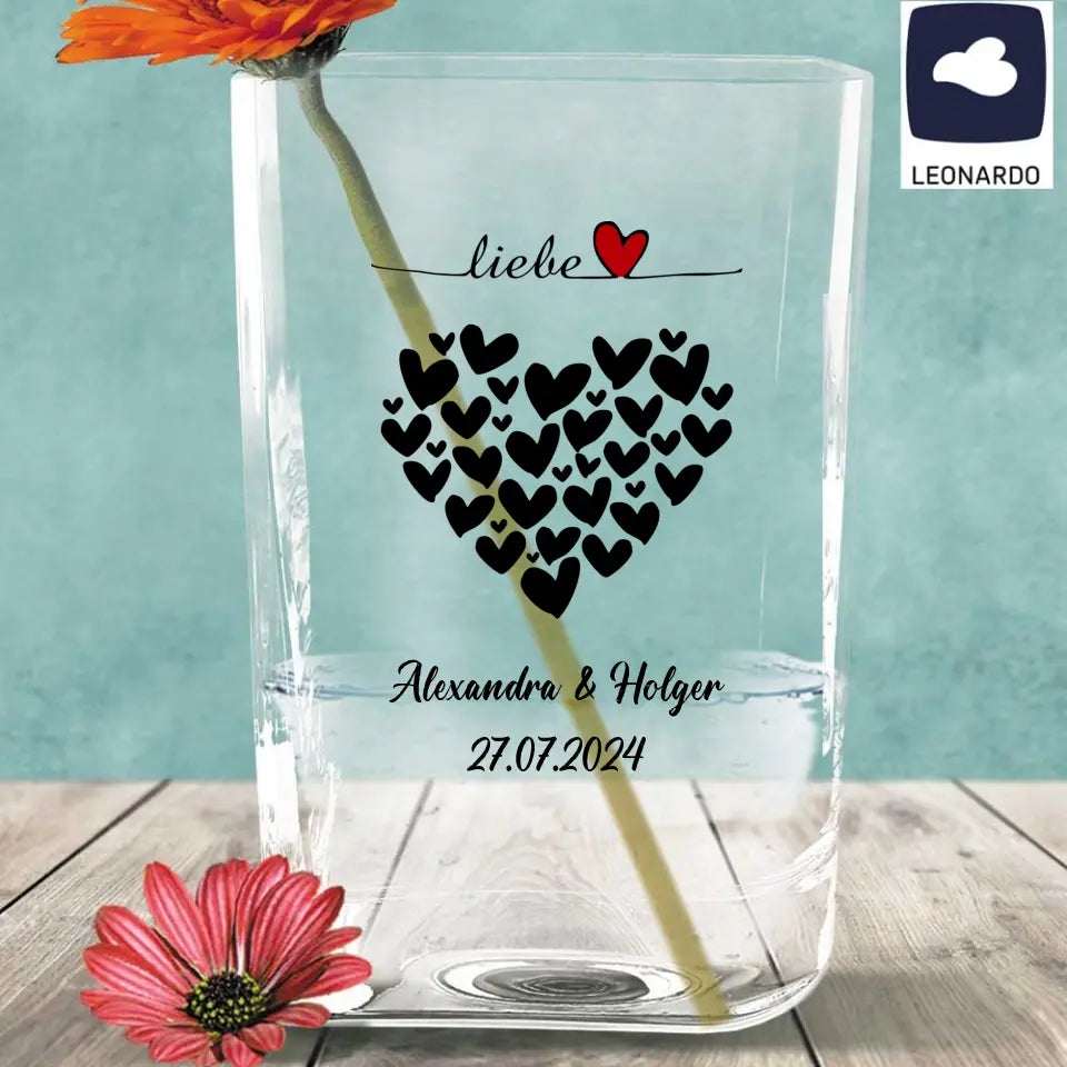 Vase von Leonardo individuell mit Herzen und euren Namen bedruckt
