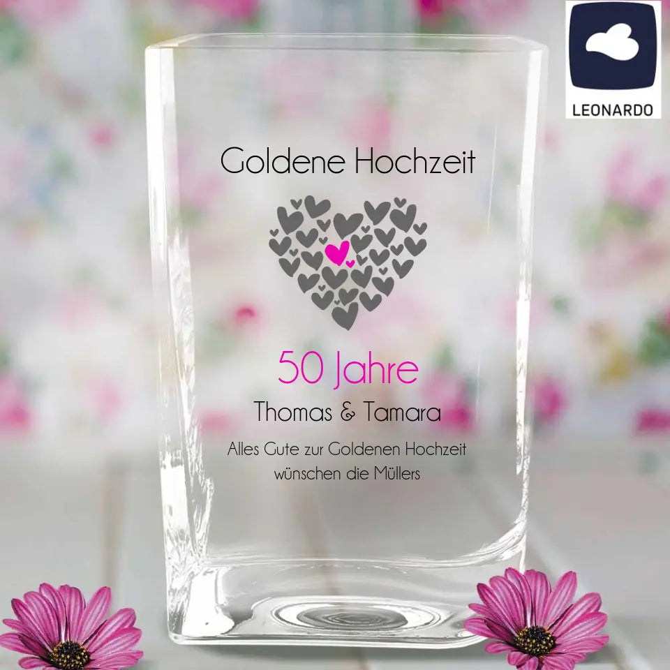 Vase von Leonardo als Geschenk zur Hochzeit, Silbernen oder Goldenen Hochzeit individuell bedruckt