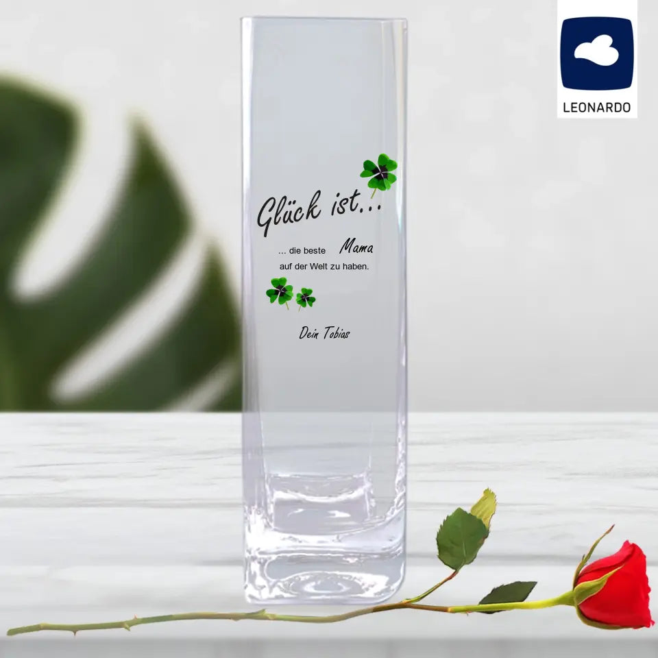 Personalisierte Leonardo Vase Glück ist... individuell bedruckt