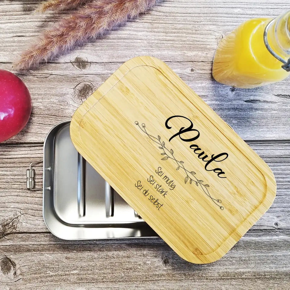 Brotdose, Lunchbox nachhaltig mit eigenem Spruch und Name bedruckt