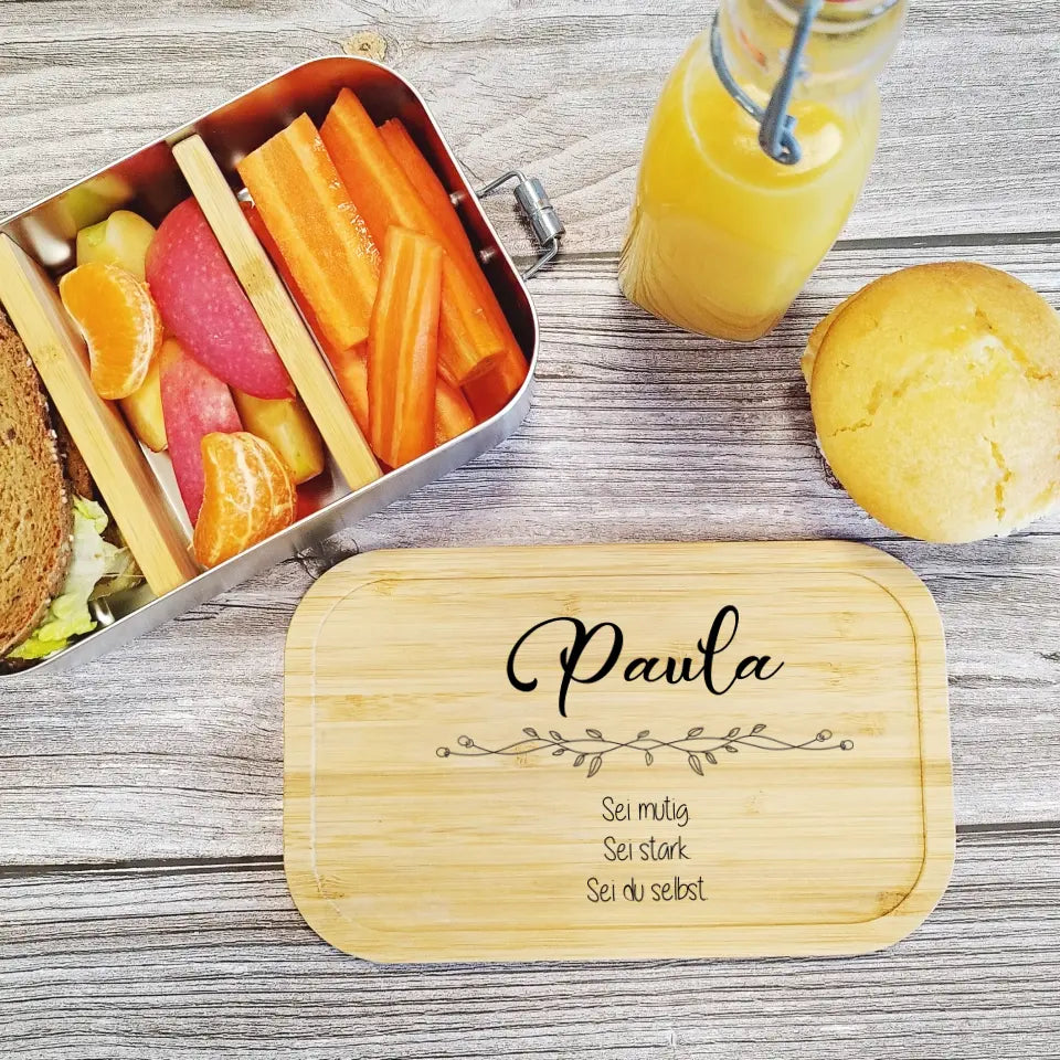 Brotdose, Lunchbox nachhaltig mit eigenem Spruch und Name bedruckt