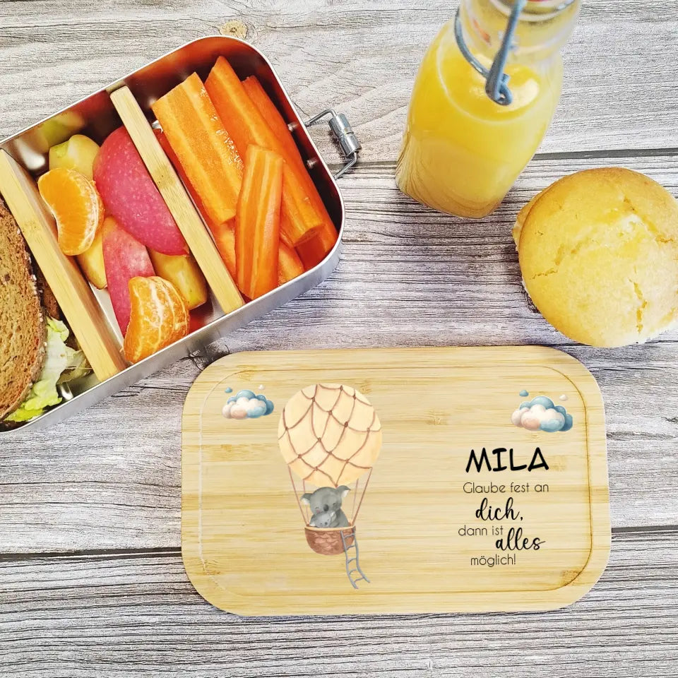 Brotdose / Lunchbox aus Edelstahl für Kinder individuell mit deinem Namen bedruckt