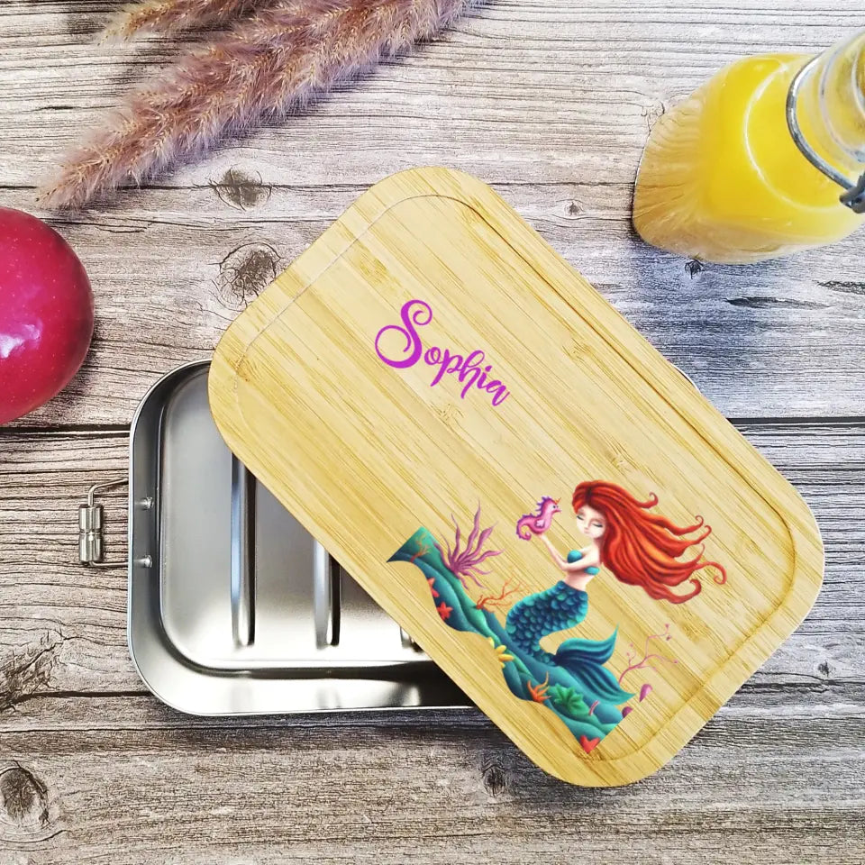 Lunchbox, Brotdose Edelstahl für Mädchen personalisiert