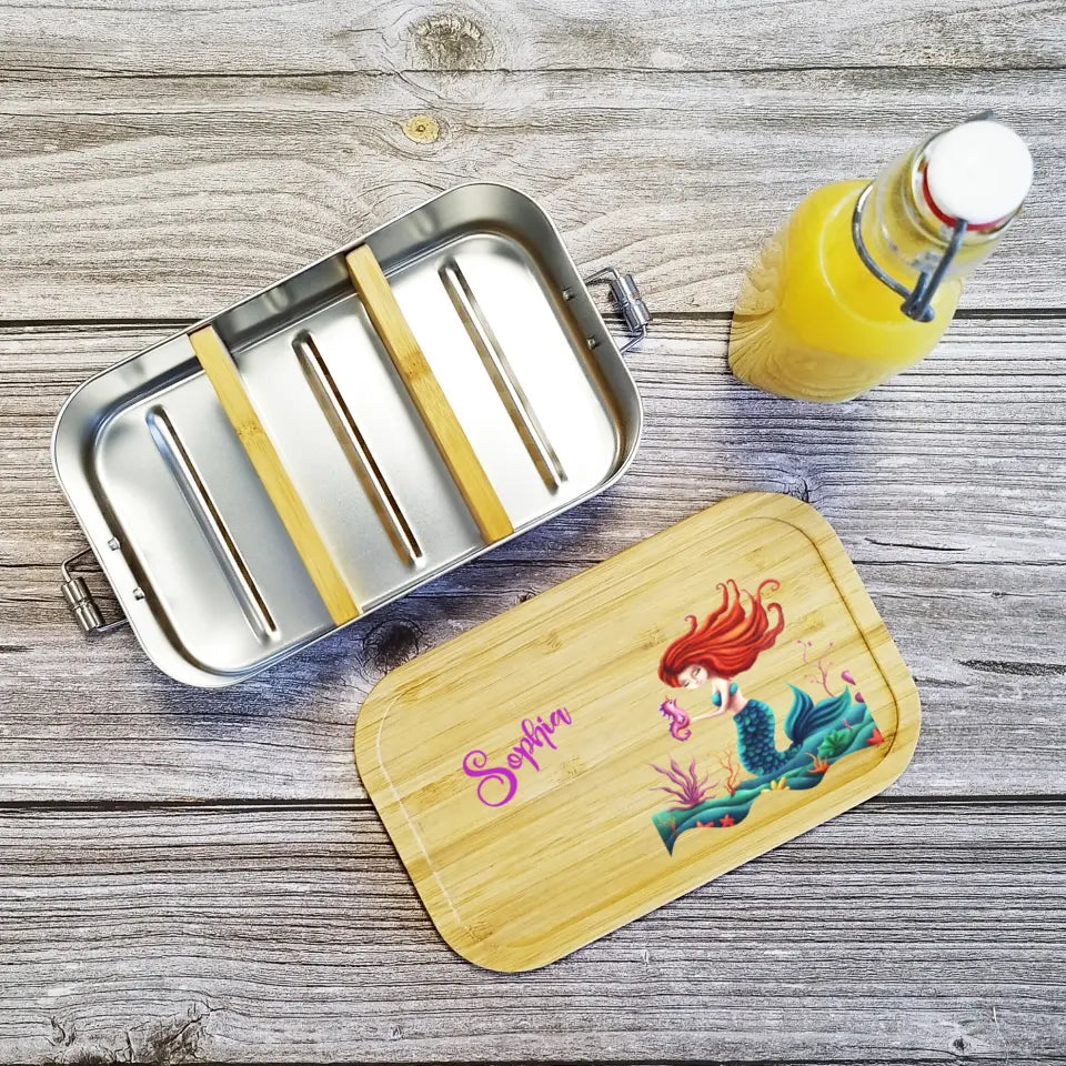 Lunchbox, Brotdose Edelstahl für Mädchen personalisiert
