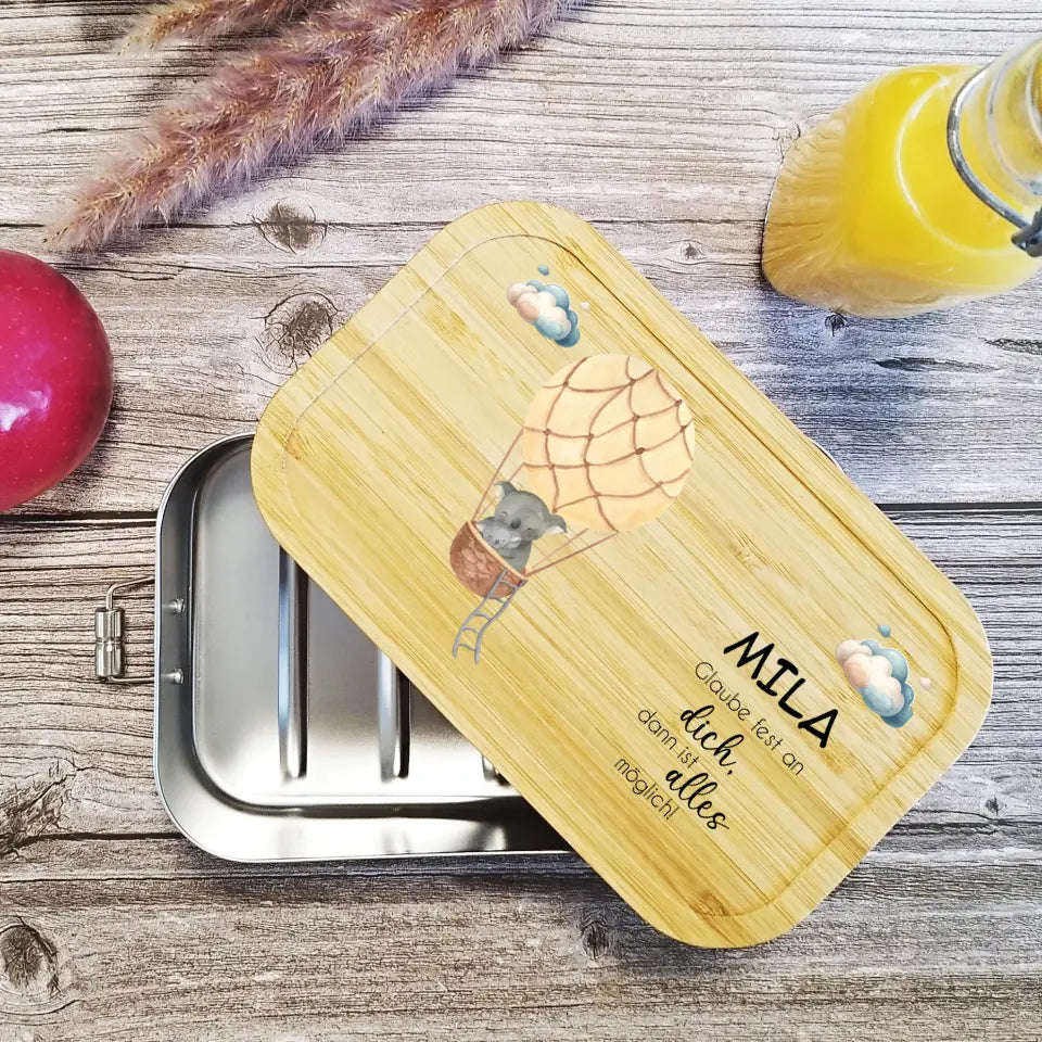 Brotdose / Lunchbox aus Edelstahl für Kinder individuell mit deinem Namen bedruckt