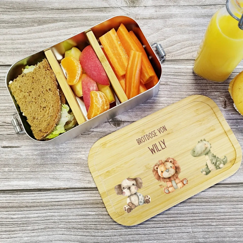 Individuelle Brotdose, Lunchbox für Kinder mit Namen bedruckt