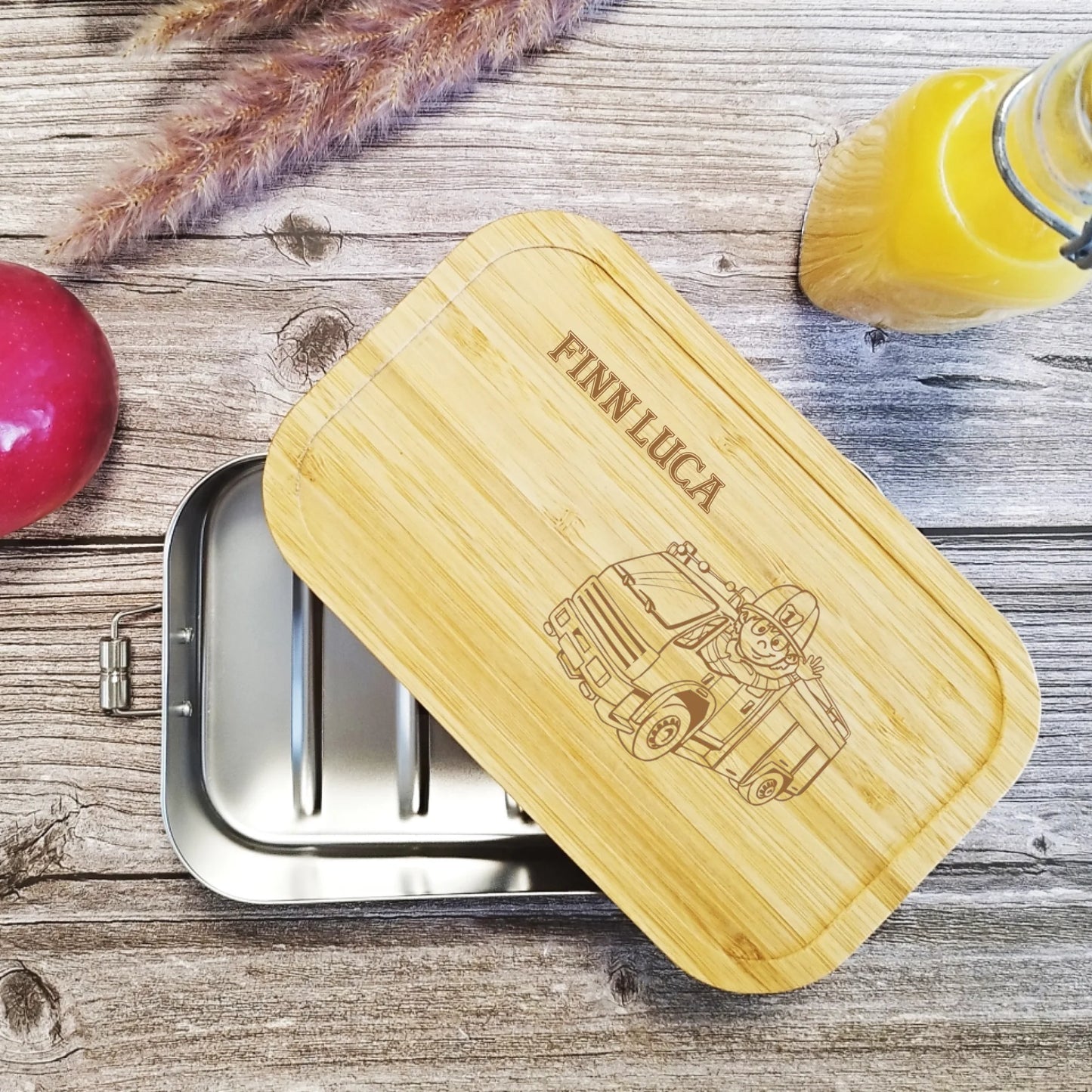 Feuerwehr Brotdose, Lunchbox mit deinem Namen graviert