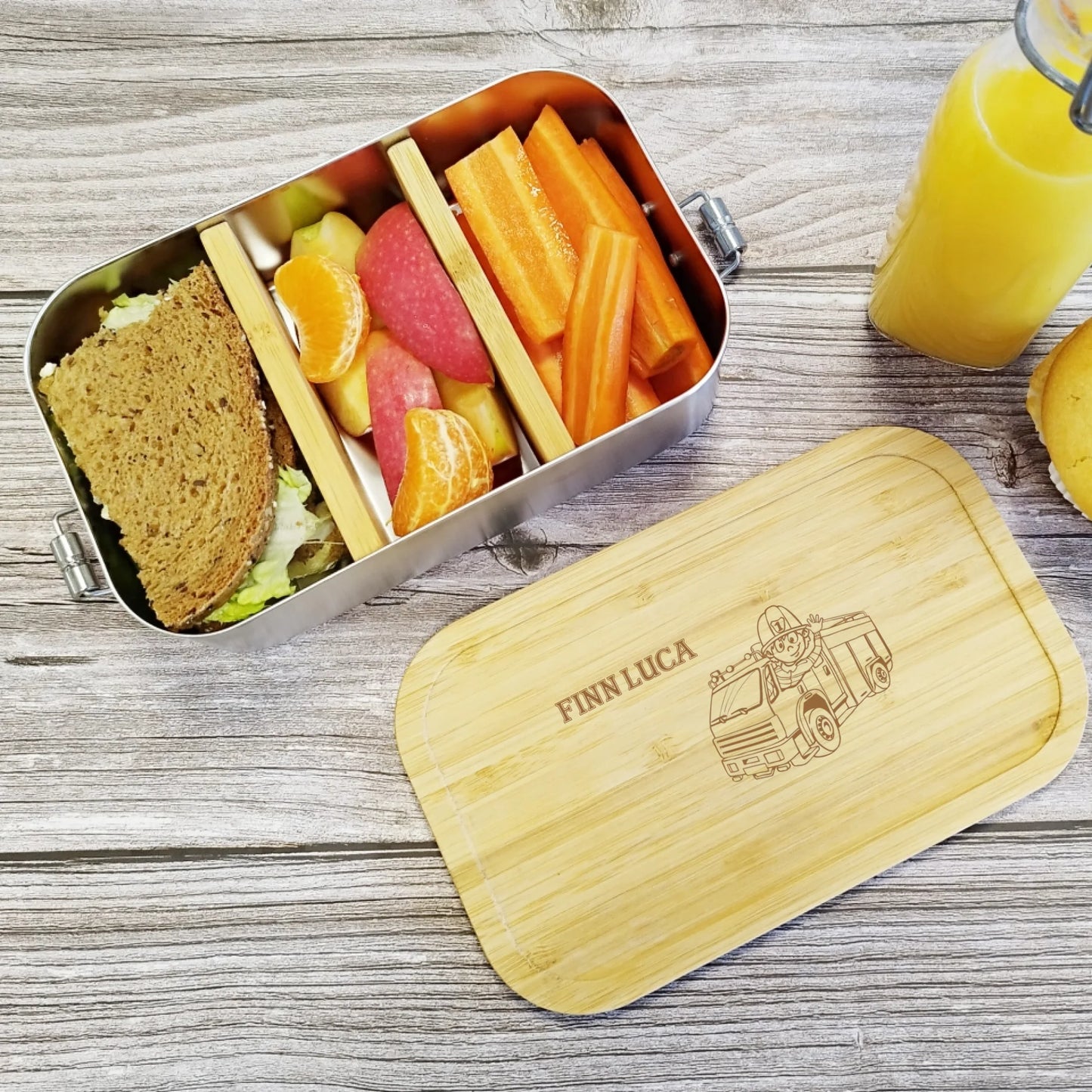 Feuerwehr Brotdose, Lunchbox mit deinem Namen graviert