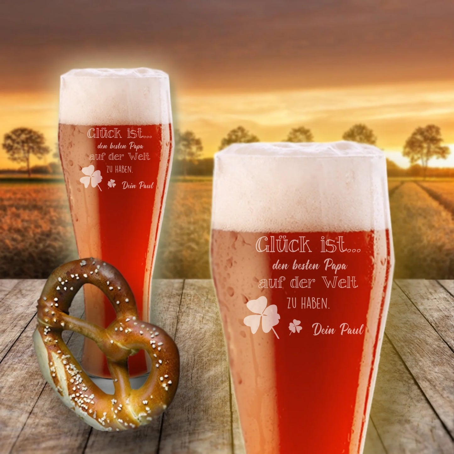 Dein personalisiertes Weizenbierglas graviert - Geschenk zum Vatertag