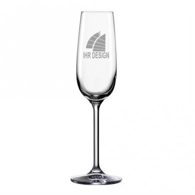 Sektglas / Champagnerkelch mit Gravur deines Logos / Designs 190 ml
