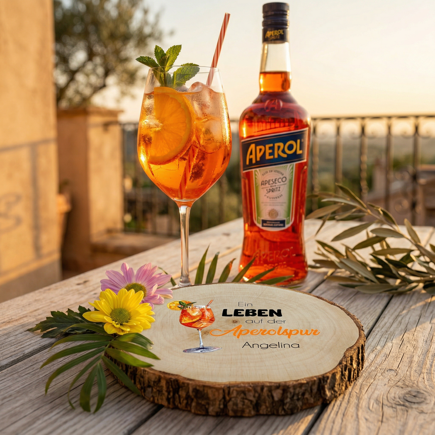 Untersetzer mit Aperol Spruch und deinem Namen individuell bedruckt