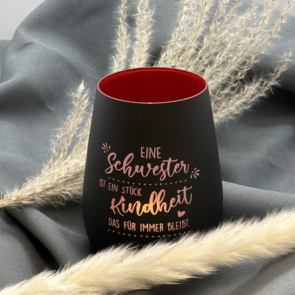 Geschenkidee - persönliches Windlicht mit Gravur - ein Stück Kindheit