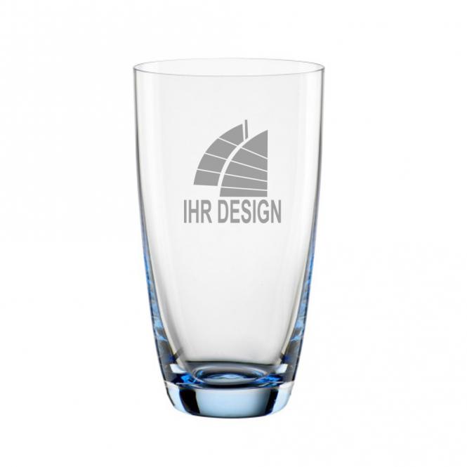 Trinkglas / Saftglas Colori mit Gravur deines Logos - blau
