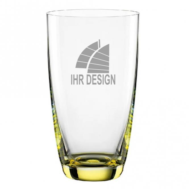 Trinkglas / Saftglas Colori mit Gravur deines Logos - gelb
