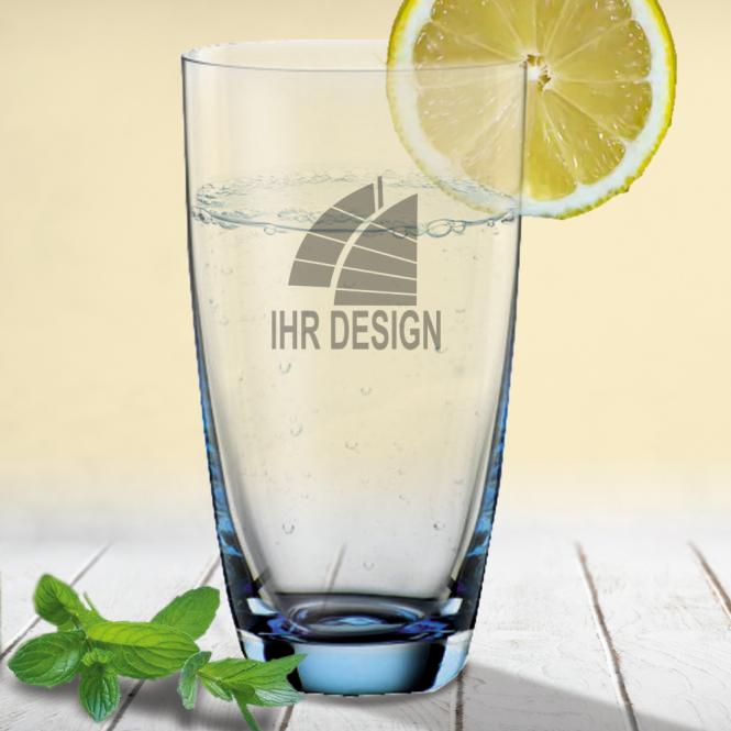 Trinkglas / Saftglas Colori mit Gravur deines Logos - blau