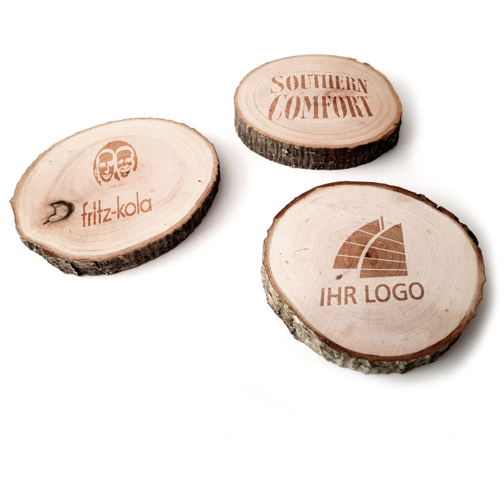 Bierdeckel Untersetzer aus Holz mit Gravur deines Logos