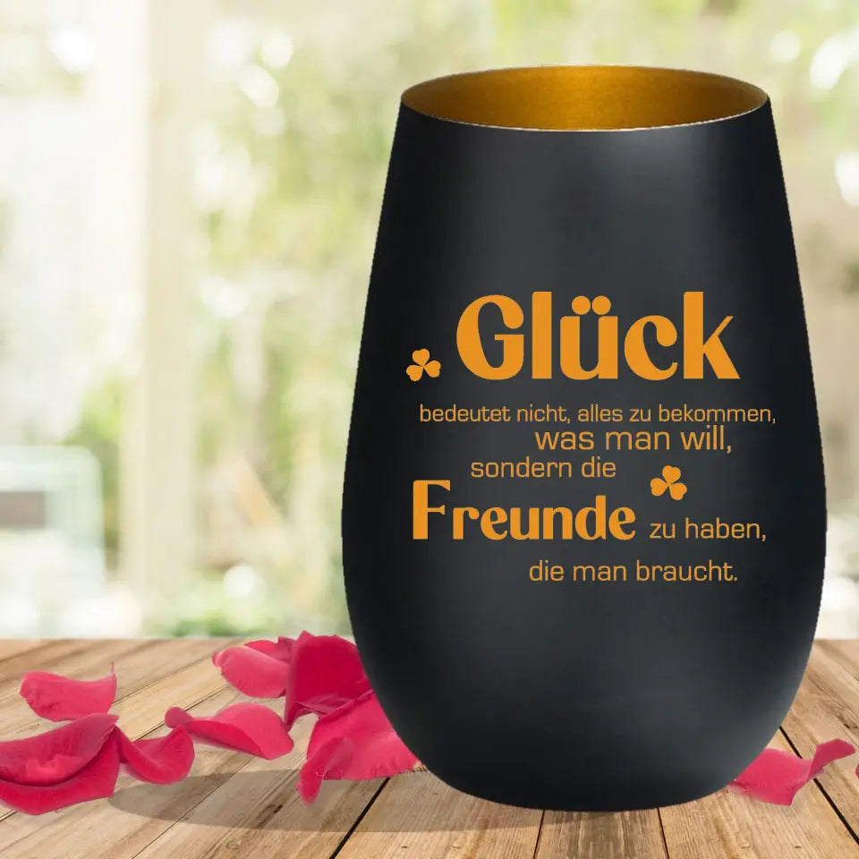 Windlicht graviert für liebe Freunde