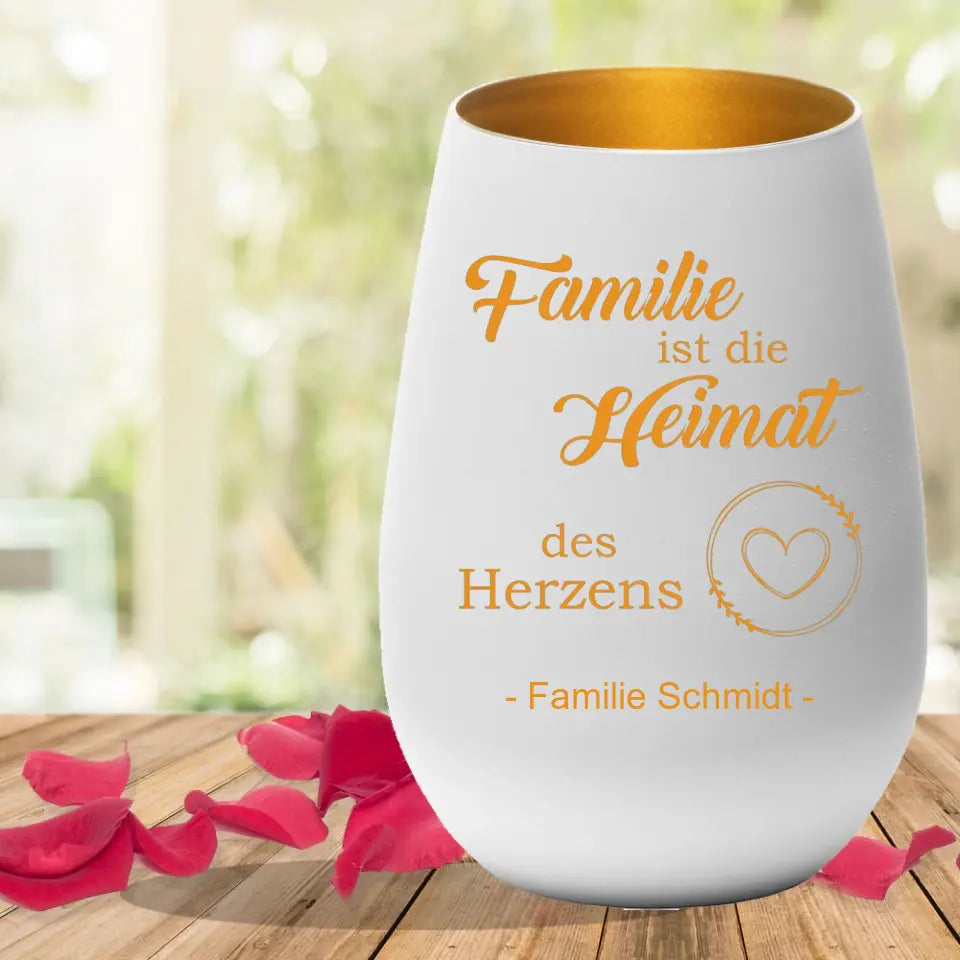Windlicht Familie ist die Heimat des Herzens