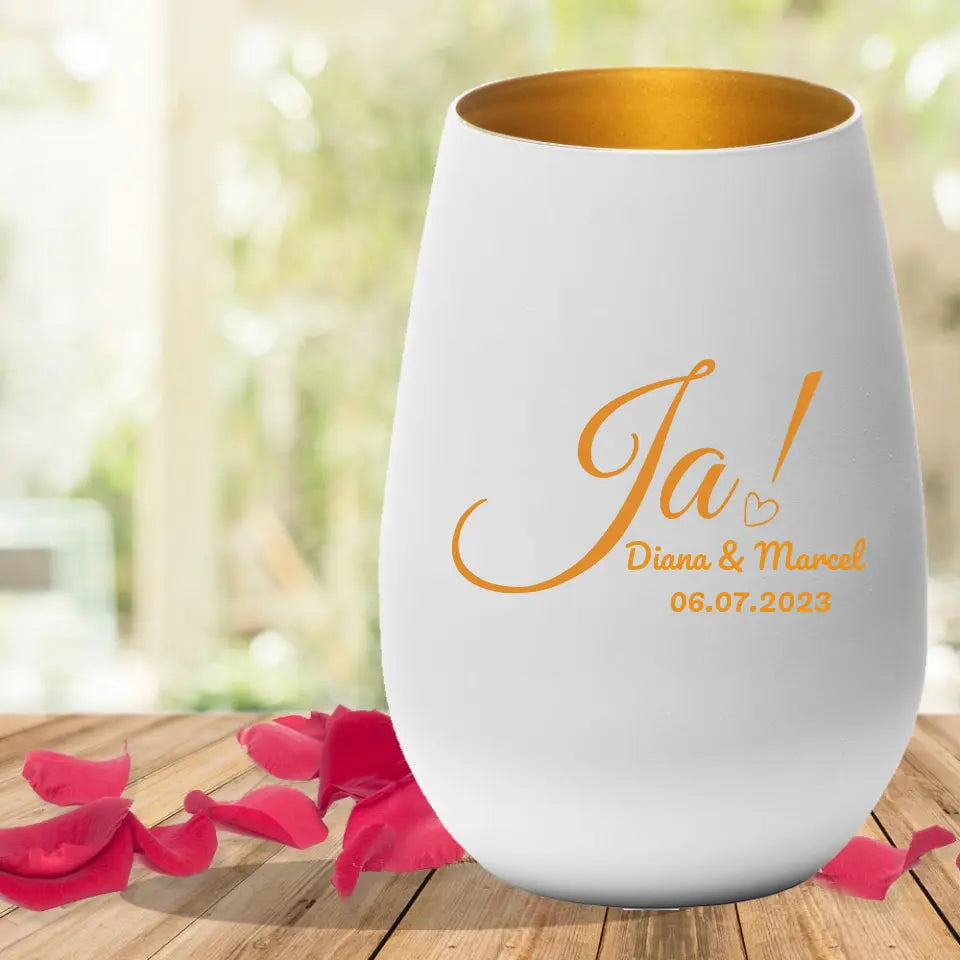 Edles Windlicht mit individueller Gravur zur Hochzeit