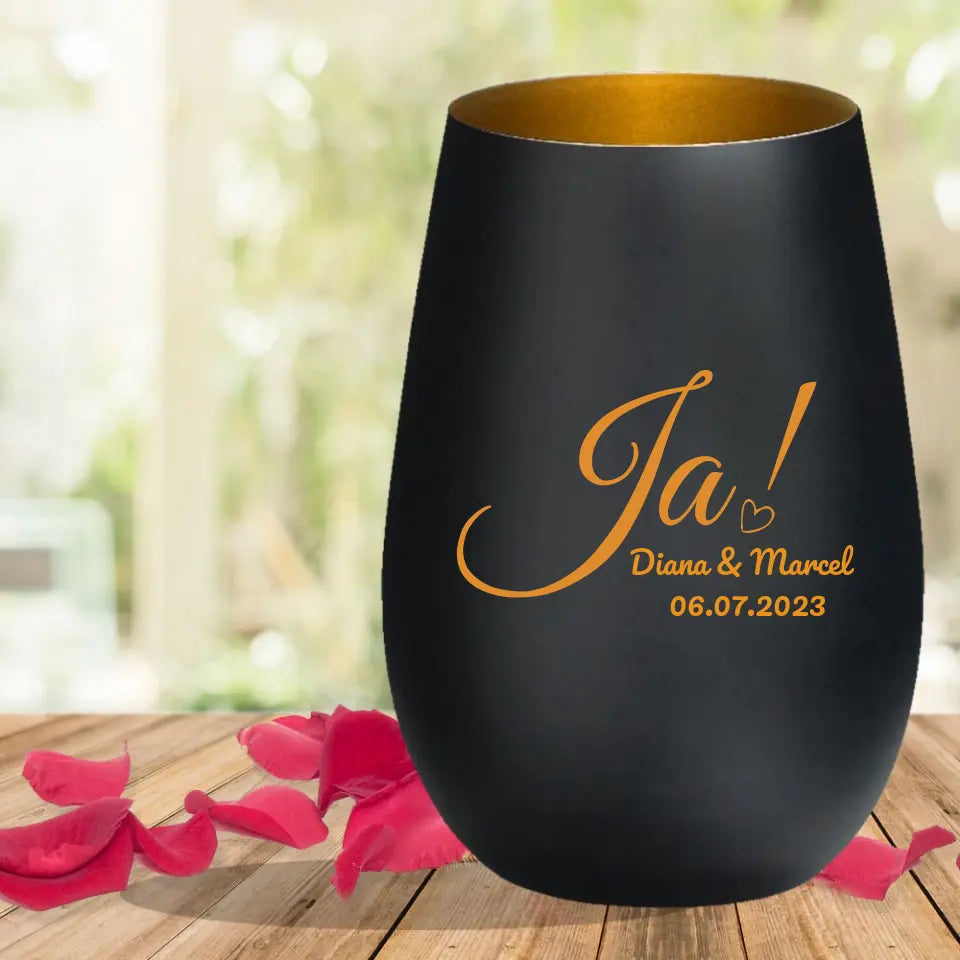Edles Windlicht mit individueller Gravur zur Hochzeit